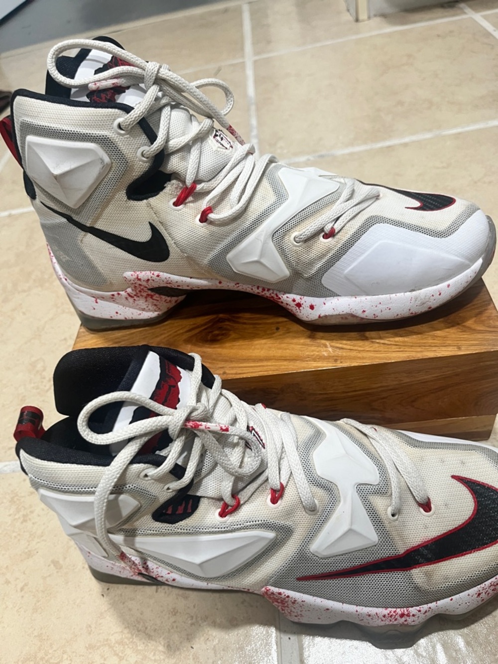 Nike White LeBron James Friday the 13th basketball shoes